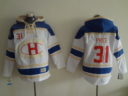 Men's Montreal Canadiens #31 Carey Price Old Time Hockey White Hoodie Men's Montreal Canadiens #31 Carey Price Old Time Hockey White Hoodie